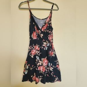 Floral wrap dress by Alya. Size medium. Navy and pink floral pattern